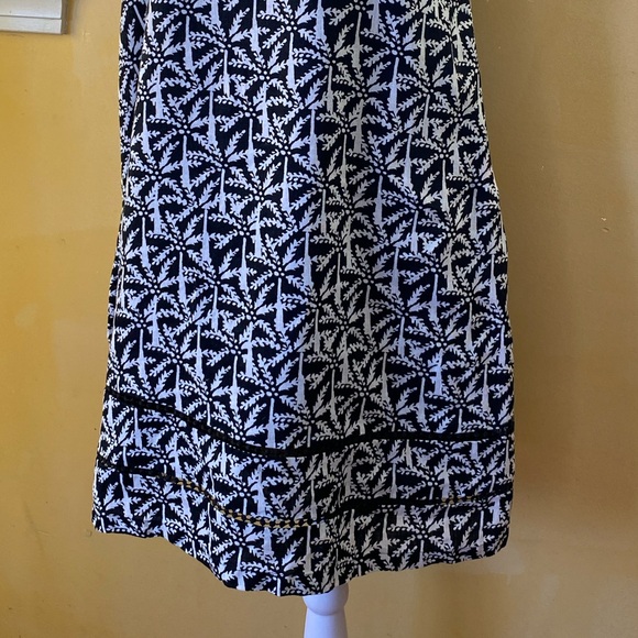 Vineyard Vines Linen Shift Dress Palm Print Black White Size 8 Lined Resort Prep - Picture 11 of 13